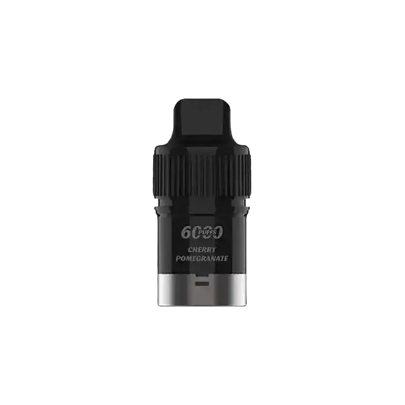 IGET Bar Plus cherry pomegranate vape cartridge, 6000 puffs, black with silver base