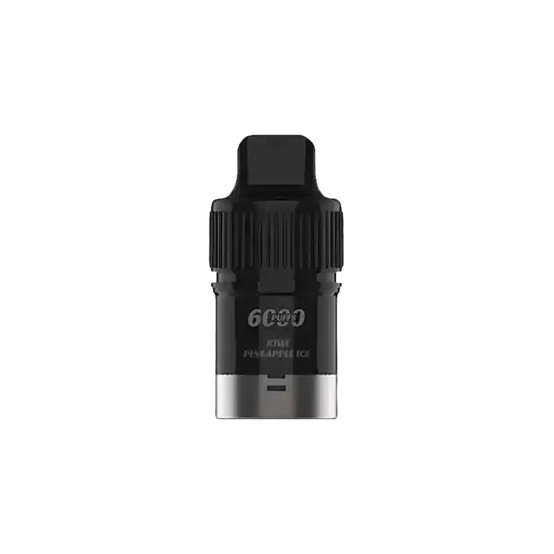 IGET Bar Plus black silver vape cartridge with 6000 puffs and kiwi pineapple ice flavor