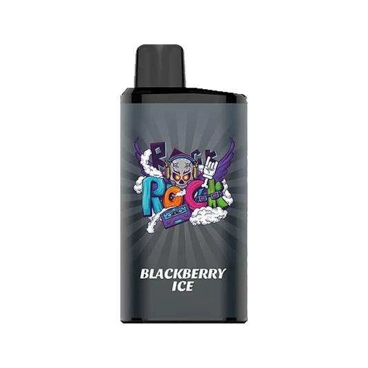Iget bar pro blackberry ice vape pen with sleek black body and vibrant skull headphones graphic featuring purple wings