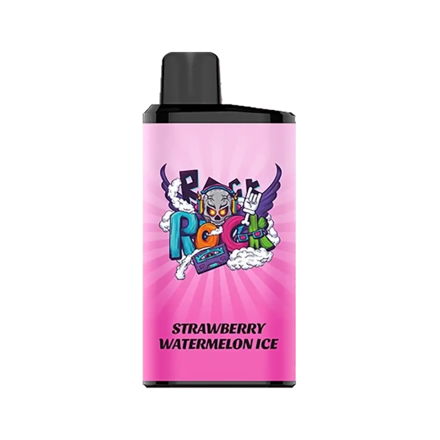 Iget bar pro pink rectangular vape pen with black cap and colorful graphics labeled strawberry watermelon ice
